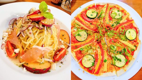 ピザとパスタ並べてみた写真